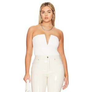 GOOD AMERICAN Scuba White Deep V Bar Bodysuit Thong Style Womens Size 2